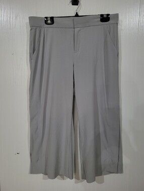 Athleta Tribeca Womens Light Gray Wide Leg Pants Size 10 Petite